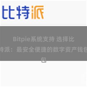 Bitpie系统支持 选择比特派：最安全便捷的数字资产钱包